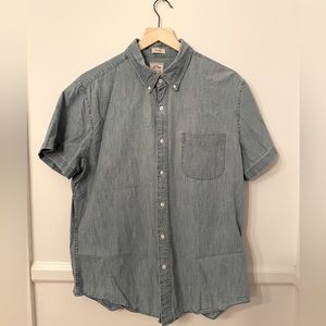 J Crew Chambray Short-Sleeve Shirt - Large